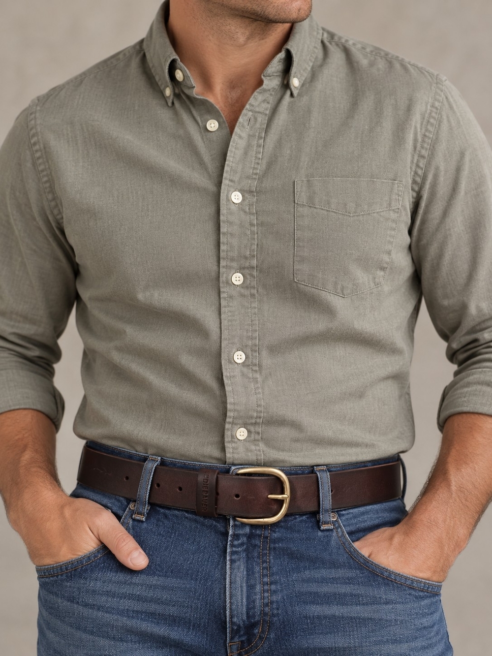 EDDIE BAUER LEATHER BELT COGNAC CLASSIC BRASS BUCKLE MINIMALIST MENS 2XL